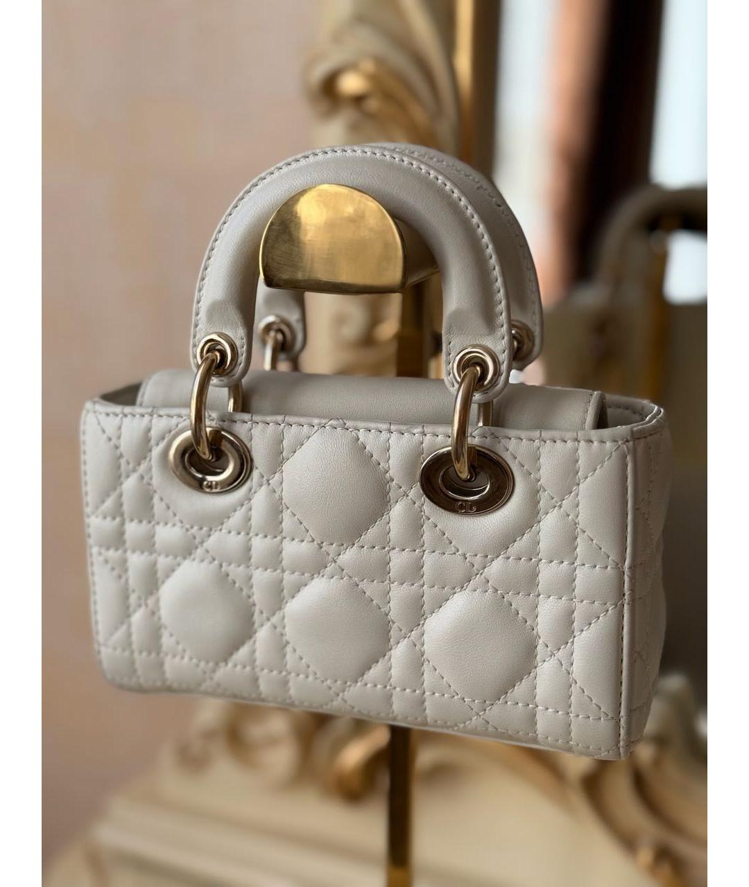 CHRISTIAN DIOR Белая кожаная сумка с короткими ручками, фото 7