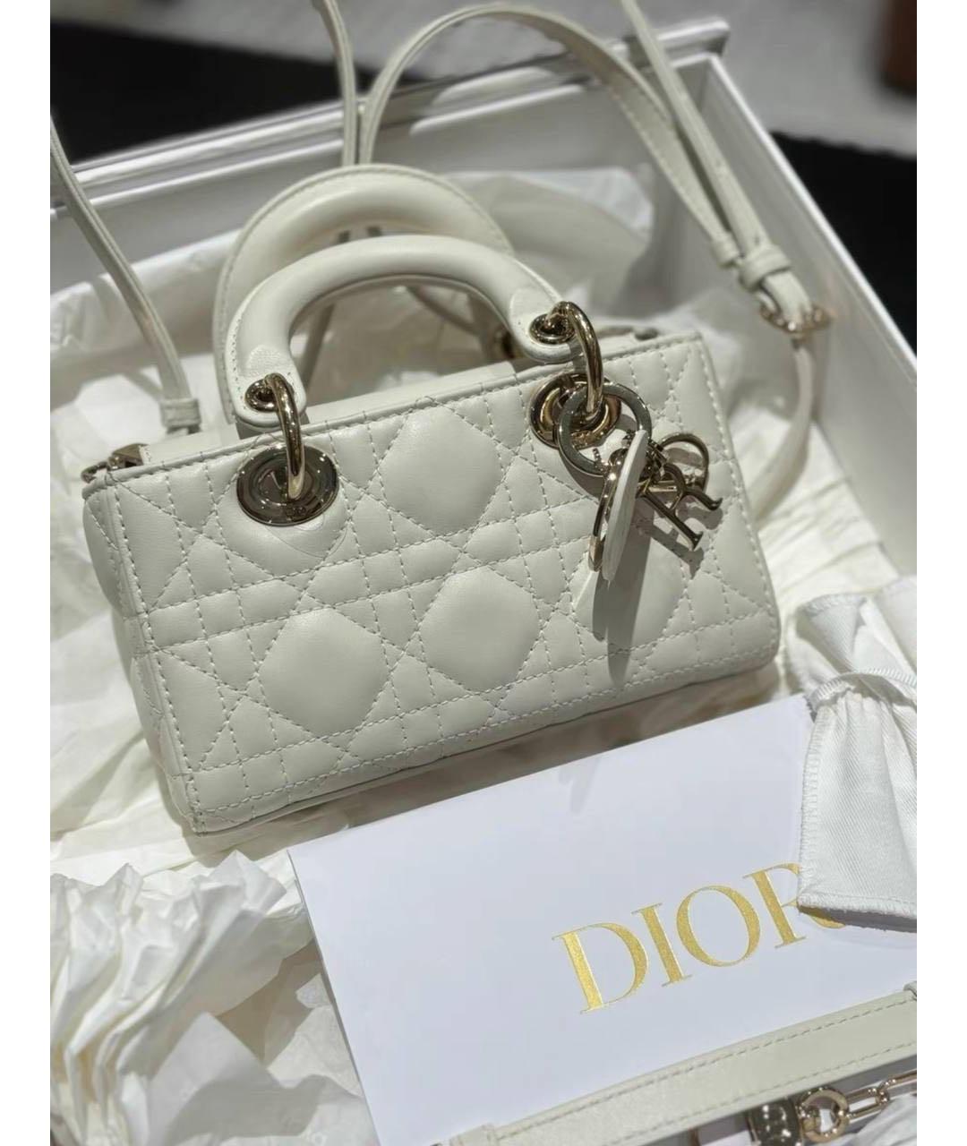 CHRISTIAN DIOR Белая кожаная сумка с короткими ручками, фото 2