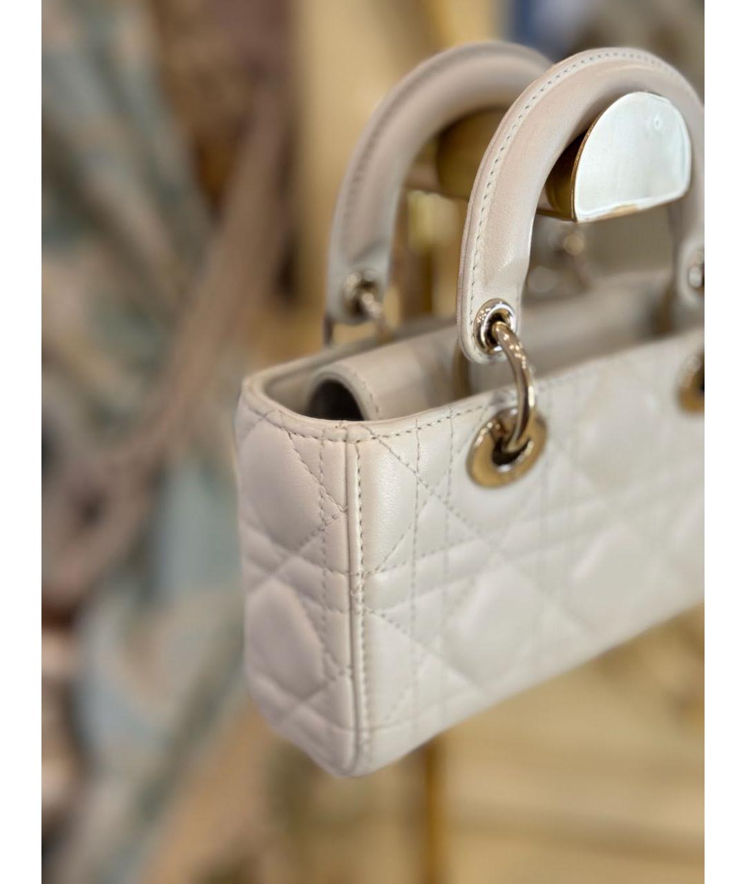CHRISTIAN DIOR Белая кожаная сумка с короткими ручками, фото 6