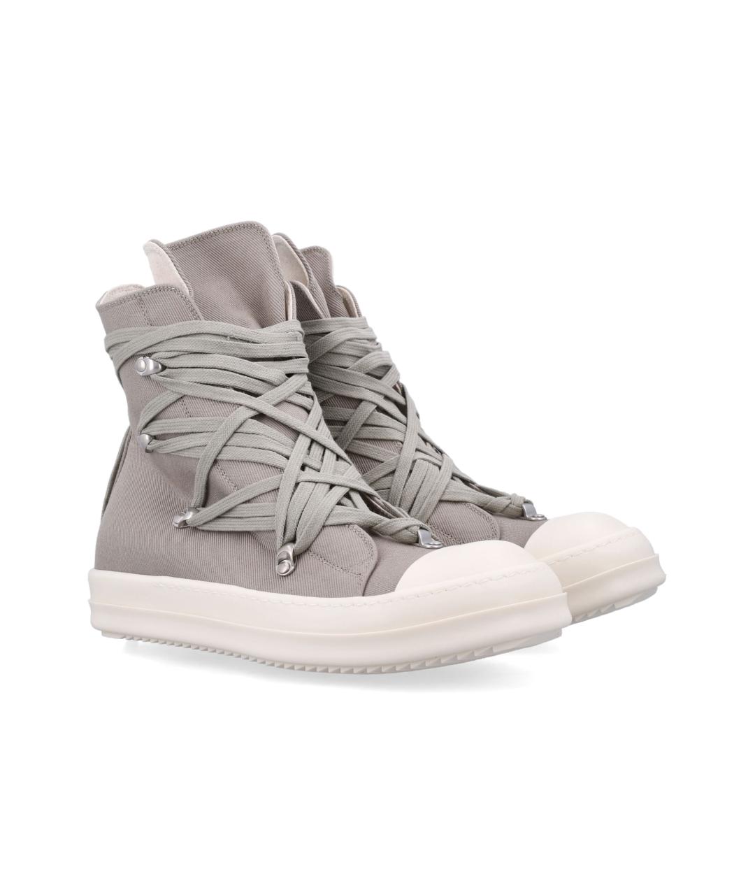 RICK OWENS Серые текстильные высокие кроссовки / кеды, фото 3