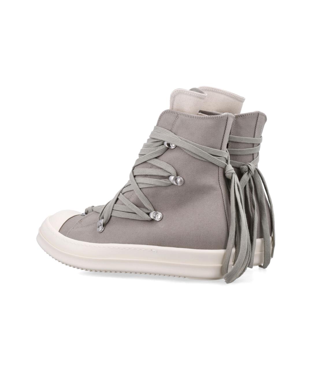 RICK OWENS Серые текстильные высокие кроссовки / кеды, фото 4