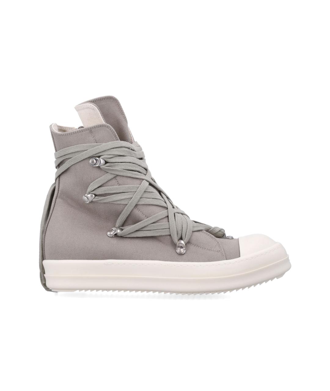 RICK OWENS Серые текстильные высокие кроссовки / кеды, фото 1