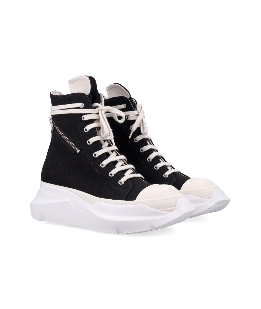 RICK OWENS Черные текстильные высокие кроссовки / кеды, фото 3