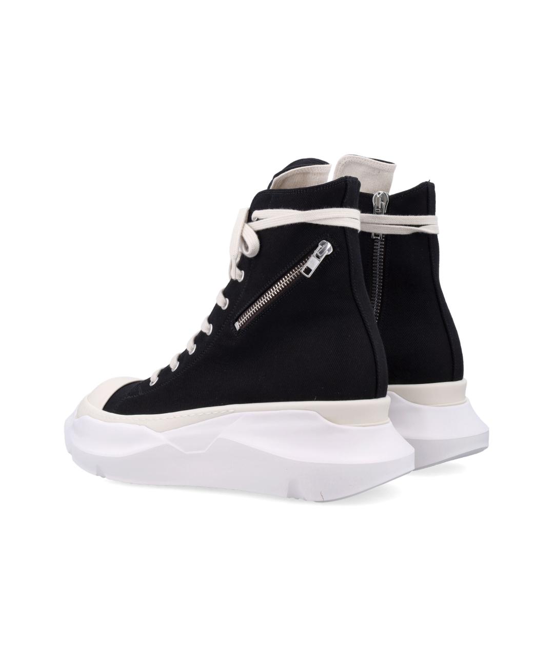 RICK OWENS Черные текстильные высокие кроссовки / кеды, фото 4