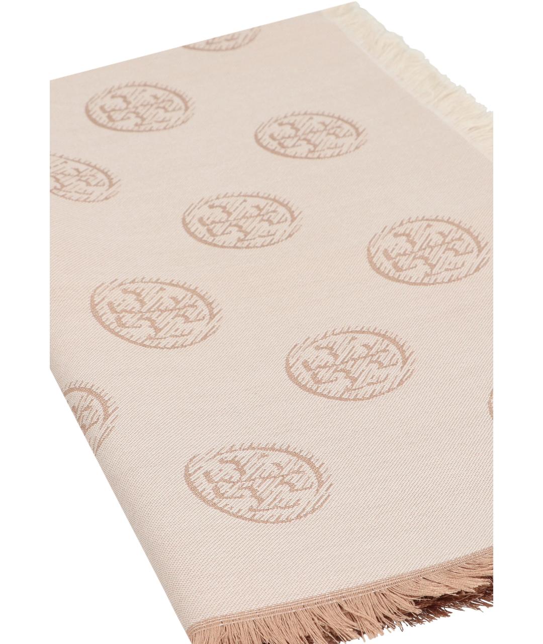 TORY BURCH Бежевый шерстяной шарф, фото 3