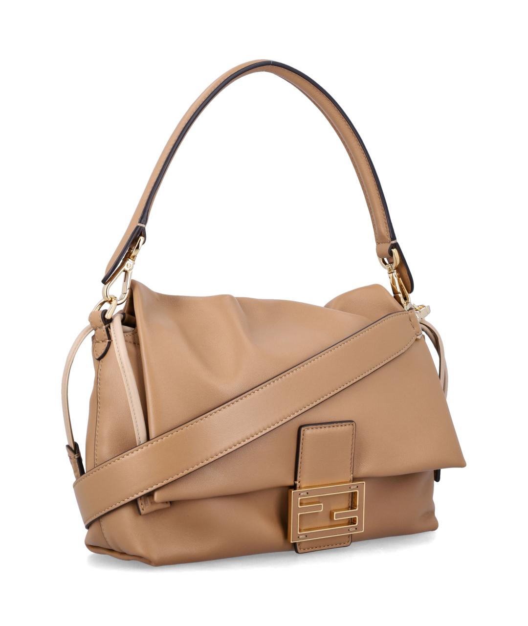 FENDI Бежевая кожаная сумка через плечо, фото 2