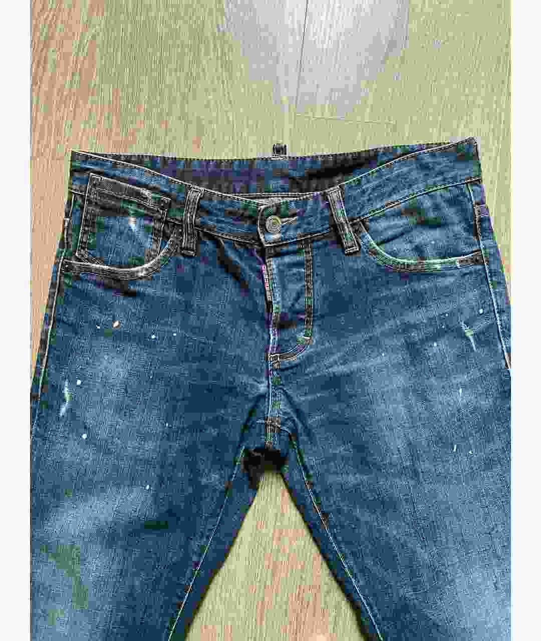 DSQUARED2 Синие хлопковые прямые джинсы, фото 3