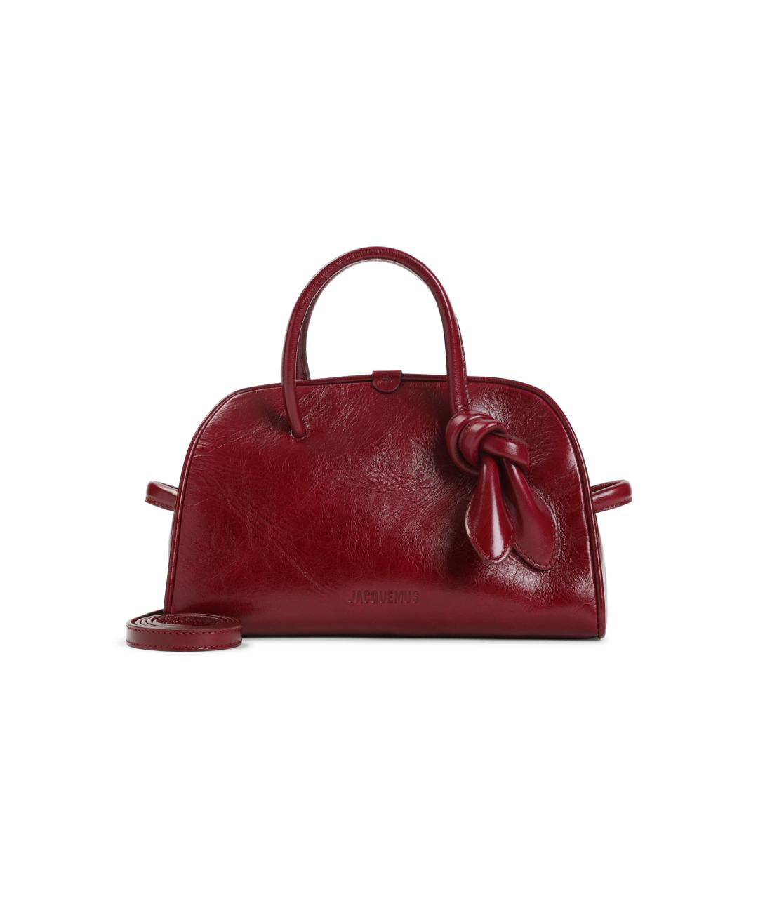 JACQUEMUS Бордовая кожаная сумка с короткими ручками, фото 1