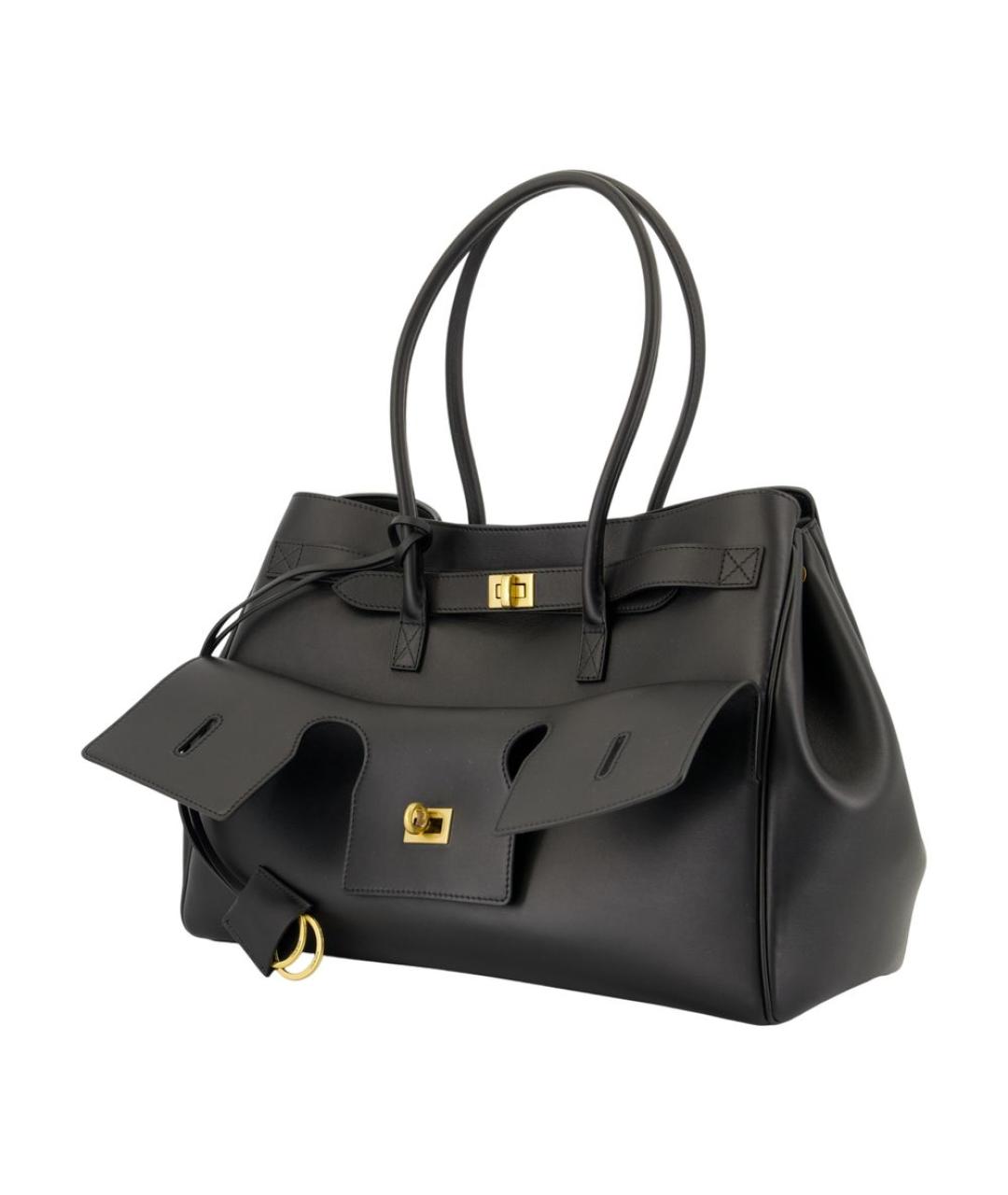 BALENCIAGA Черная кожаная сумка тоут, фото 2