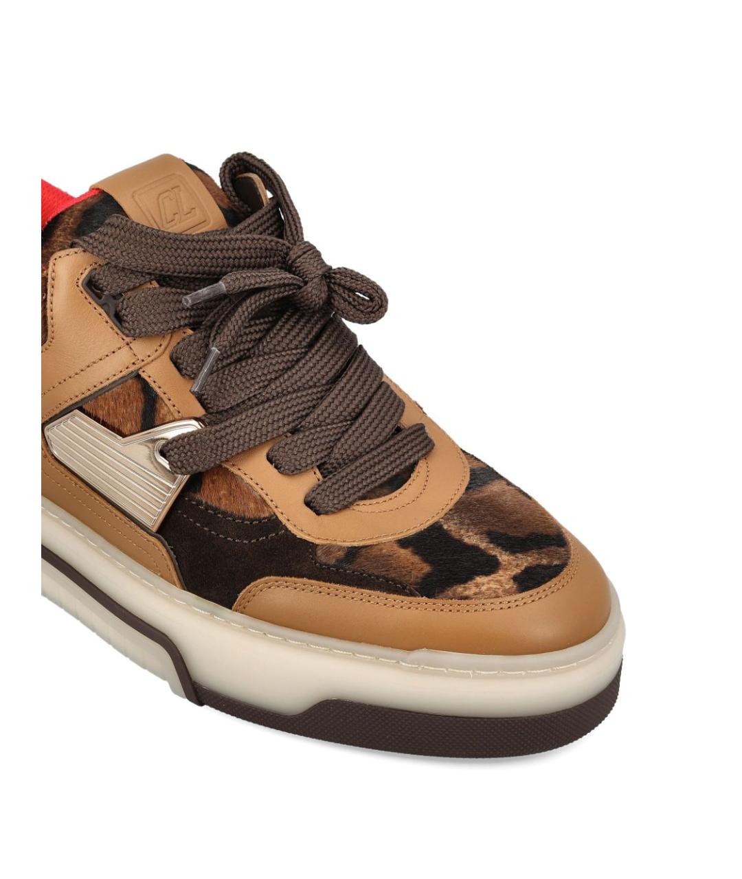 CHRISTIAN LOUBOUTIN Коричневые кожаные низкие кроссовки / кеды, фото 2