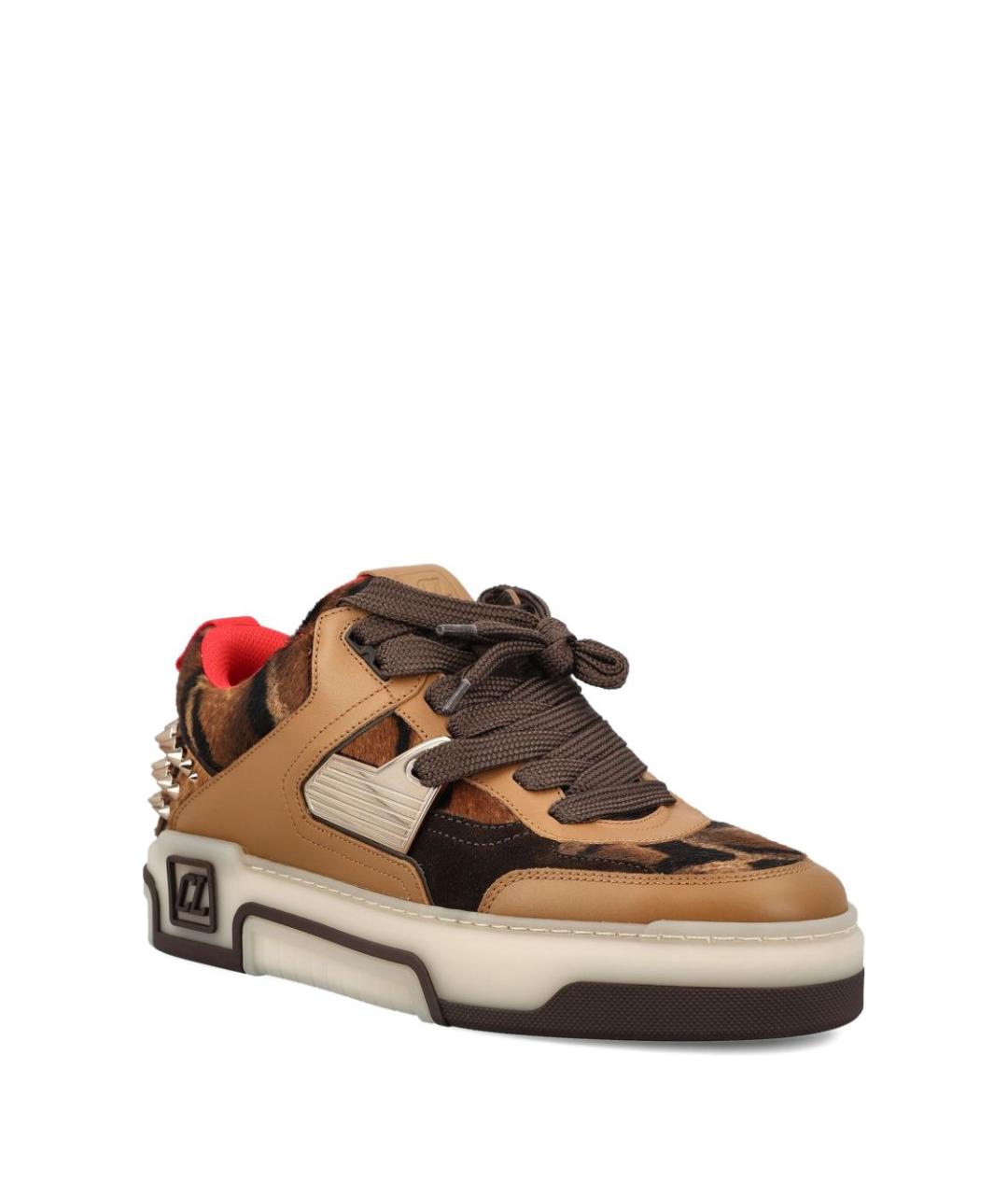 CHRISTIAN LOUBOUTIN Коричневые кожаные низкие кроссовки / кеды, фото 3