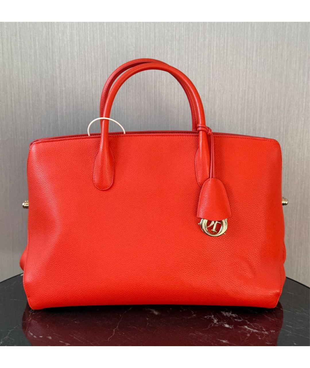 CHRISTIAN DIOR Красная кожаная сумка с короткими ручками, фото 2