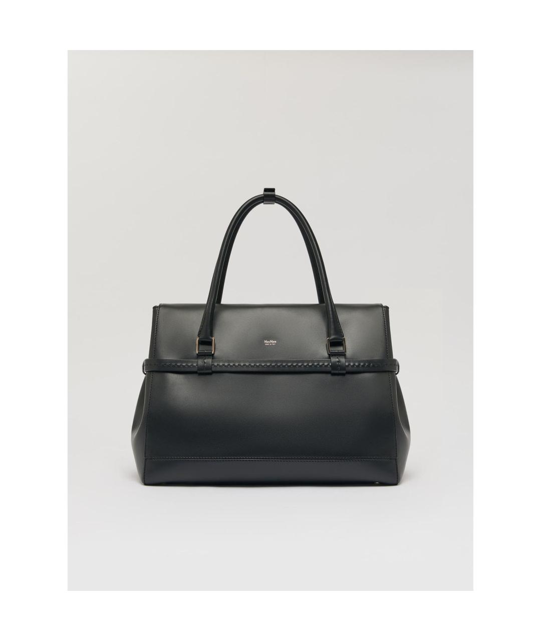 MAX MARA Черная кожаная сумка тоут, фото 3