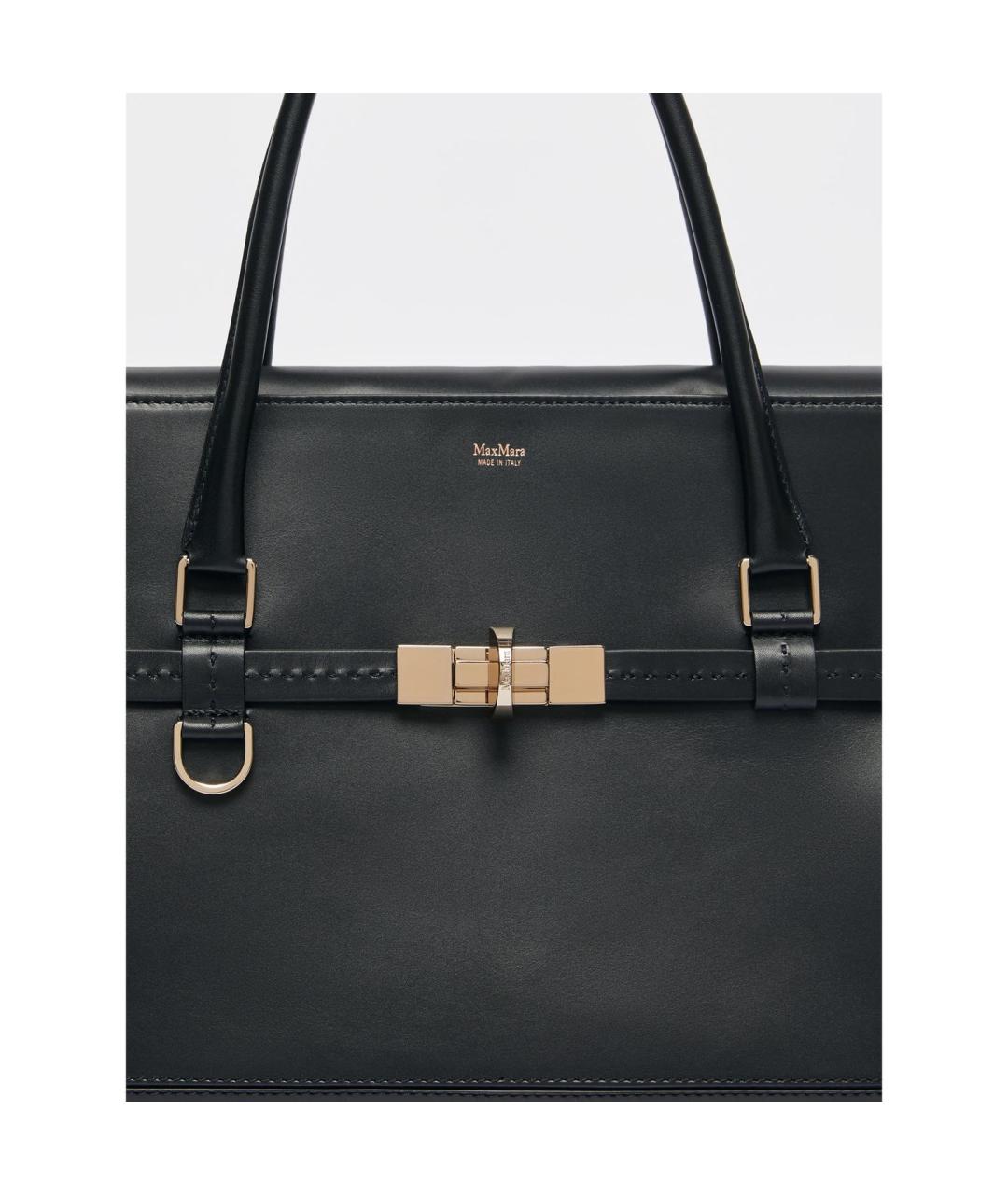 MAX MARA Черная кожаная сумка тоут, фото 5