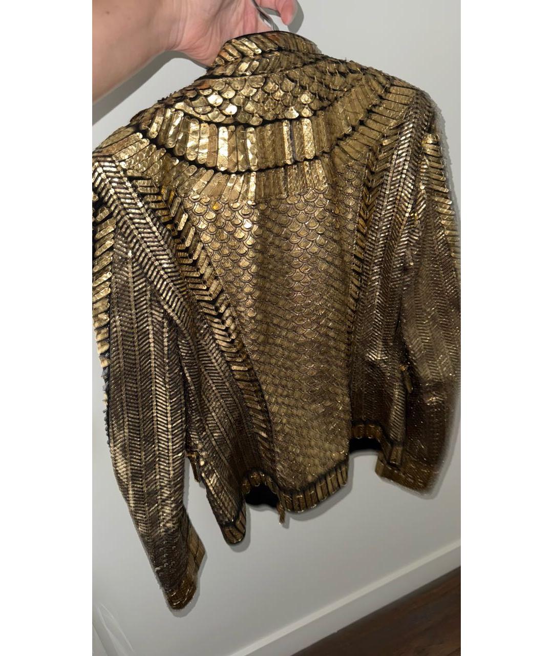 ROBERTO CAVALLI Золотая кожаная куртка, фото 2