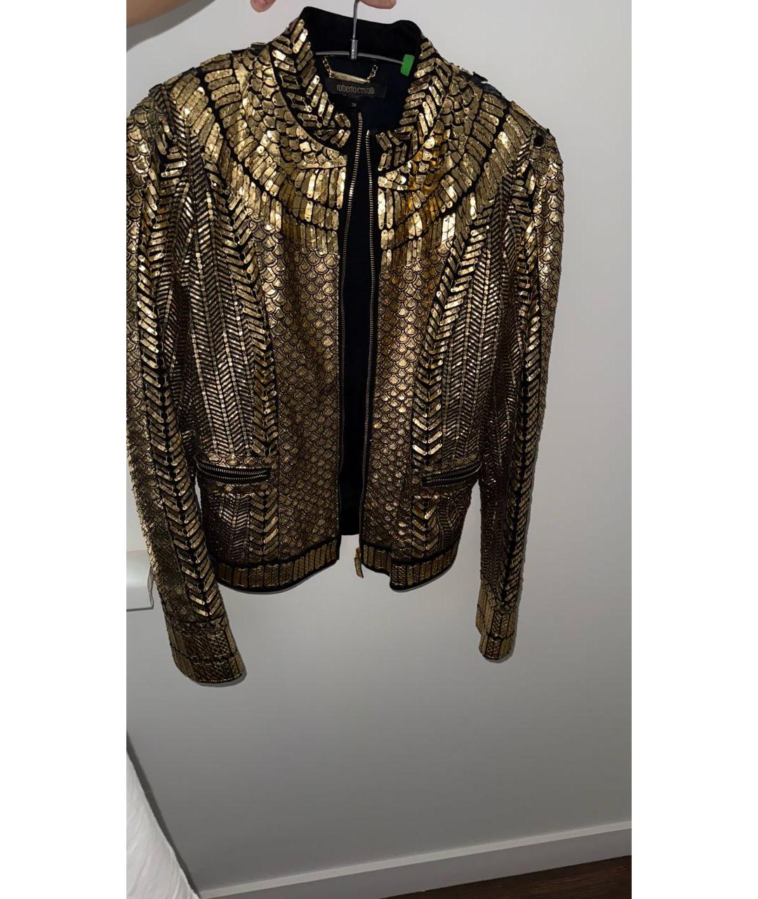 ROBERTO CAVALLI Золотая кожаная куртка, фото 6