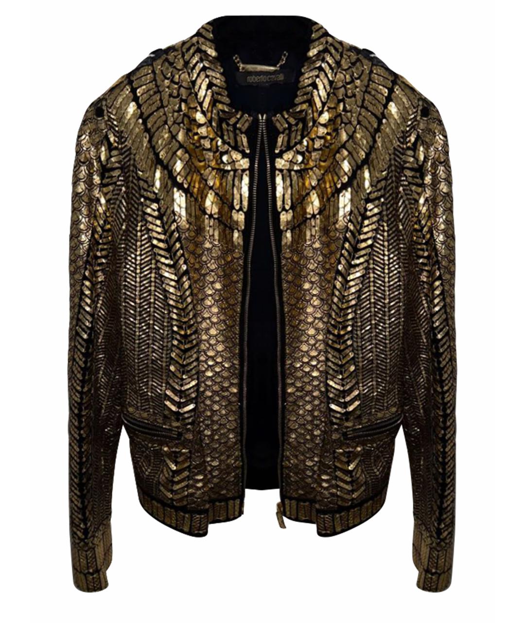 ROBERTO CAVALLI Золотая кожаная куртка, фото 1