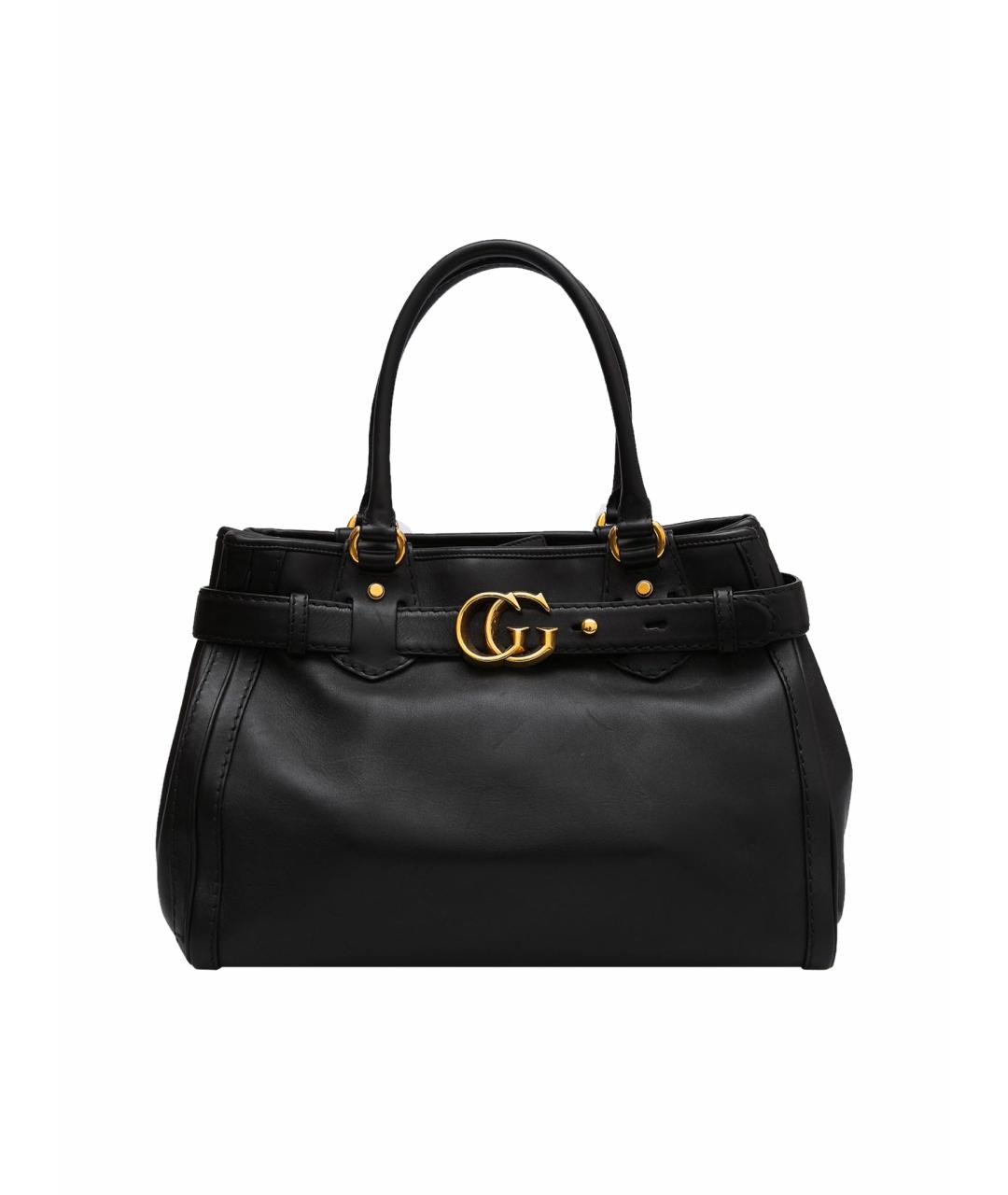 GUCCI Черная кожаная сумка с короткими ручками, фото 1