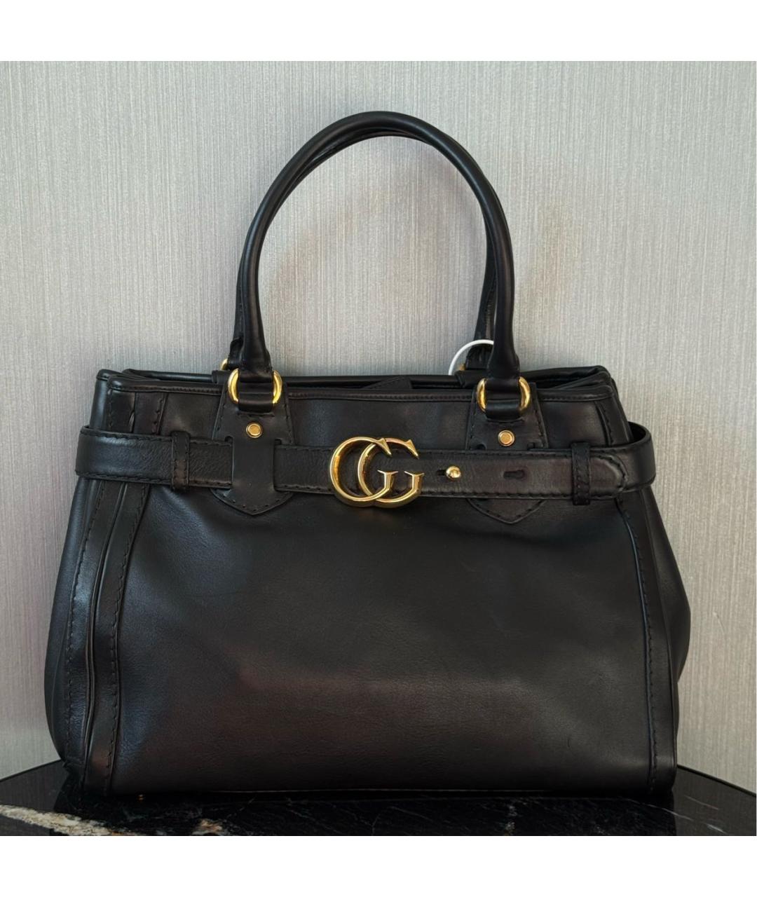 GUCCI Черная кожаная сумка с короткими ручками, фото 2