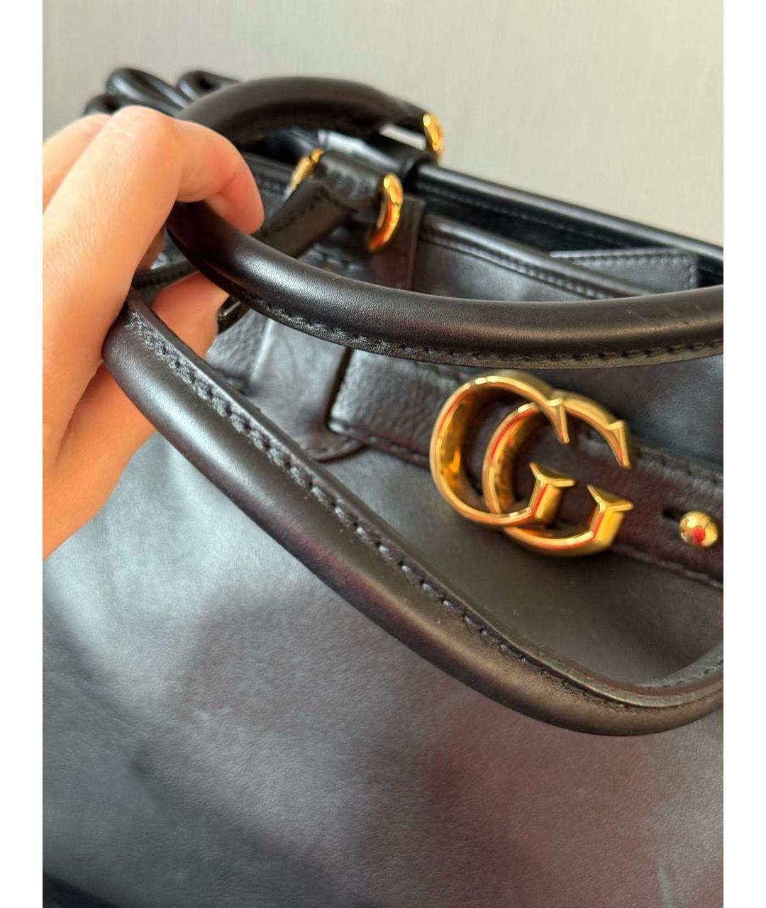 GUCCI Черная кожаная сумка с короткими ручками, фото 8