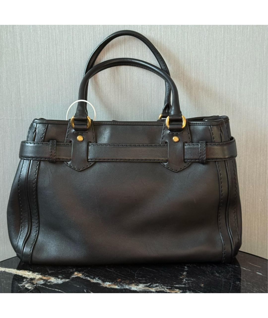 GUCCI Черная кожаная сумка с короткими ручками, фото 3