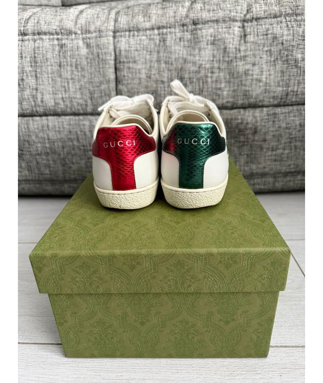 GUCCI Белые кожаные кеды, фото 3