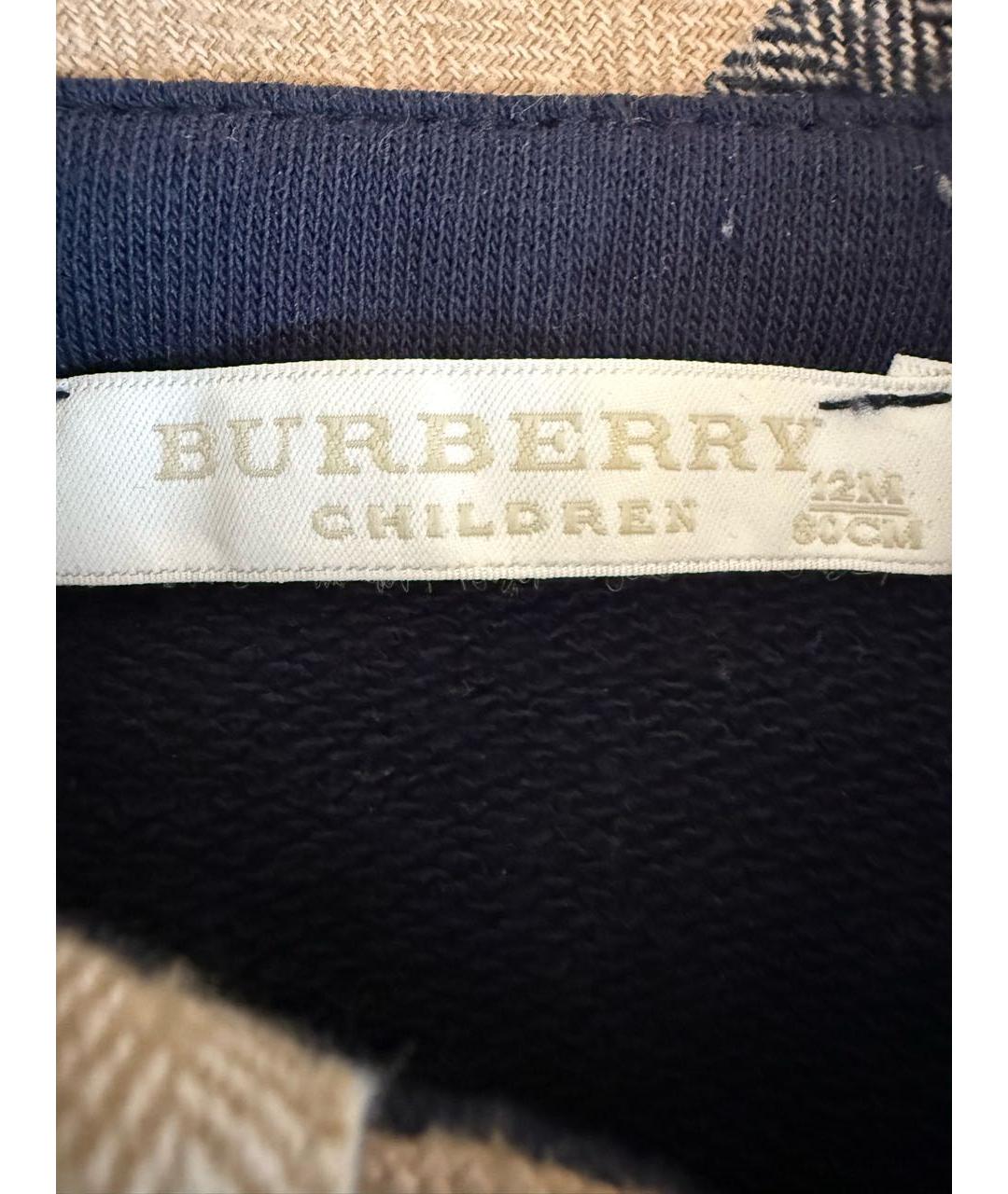 BURBERRY Темно-синяя хлопковая детская рубашка, фото 4