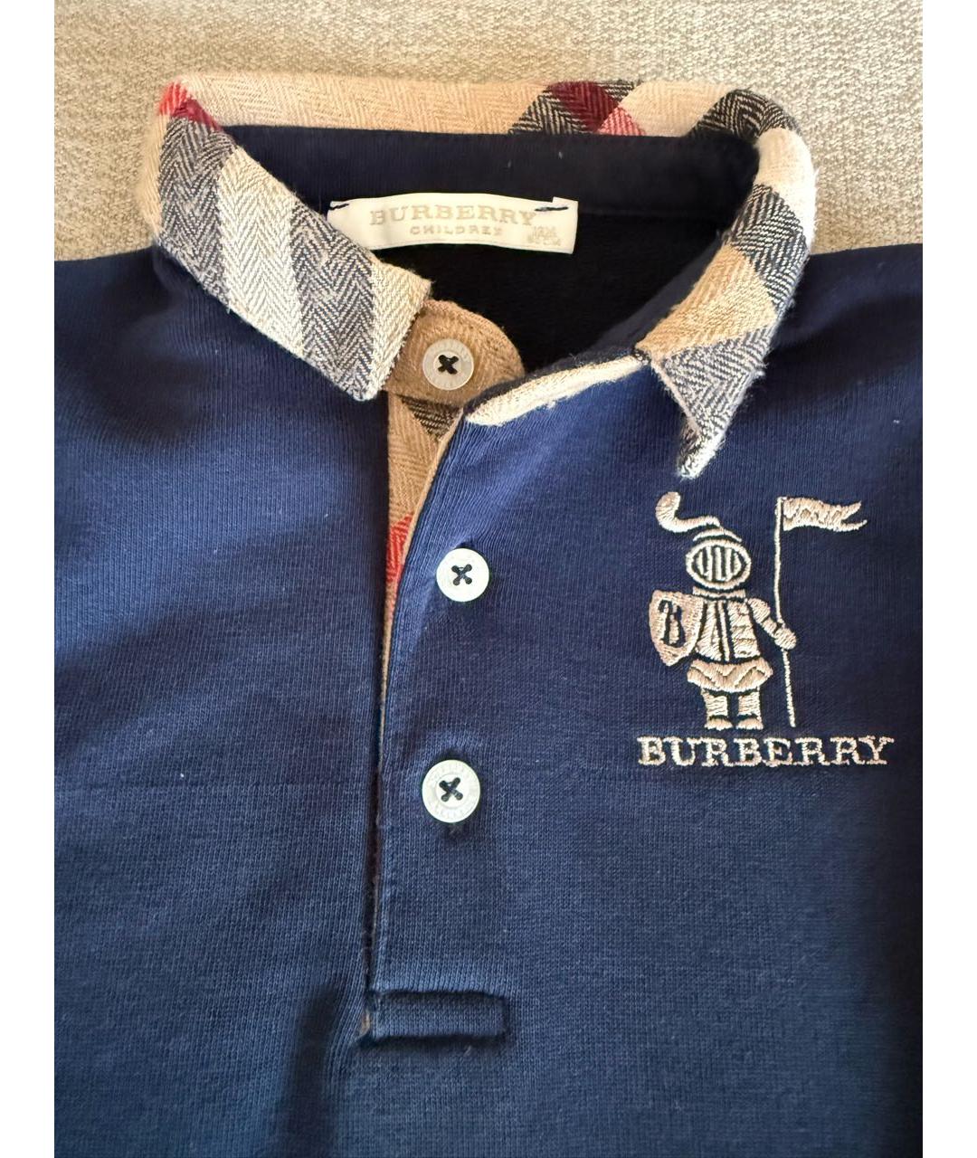 BURBERRY Темно-синяя хлопковая детская рубашка, фото 3