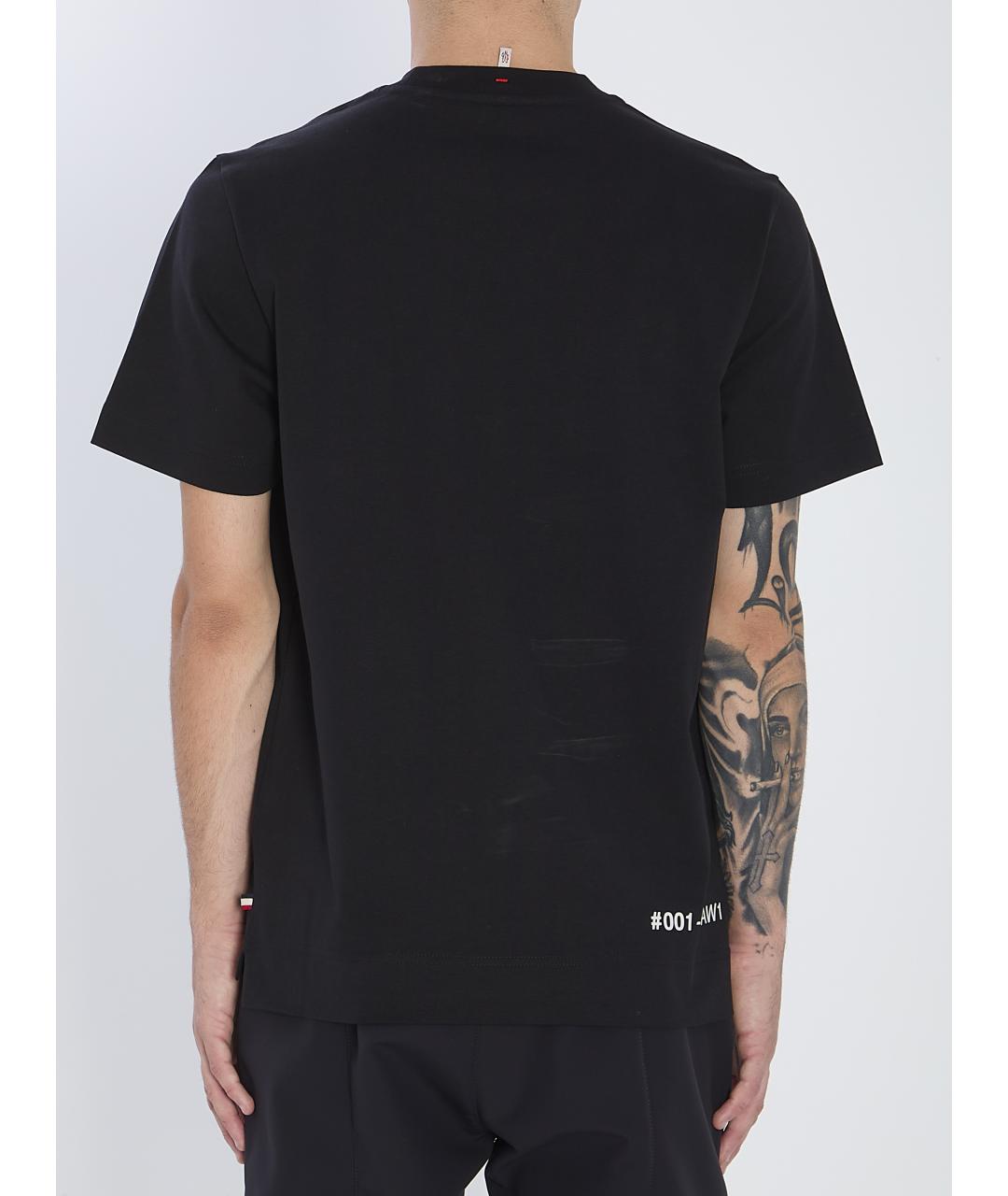 MONCLER Черная хлопковая футболка, фото 4