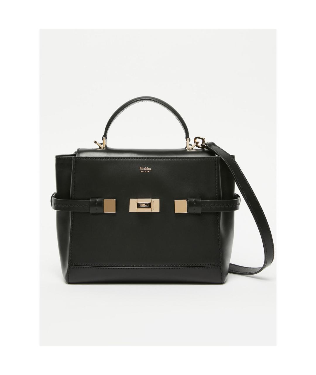 MAX MARA Черная кожаная сумка с короткими ручками, фото 5
