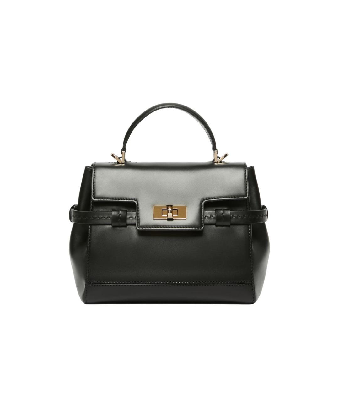 MAX MARA Черная кожаная сумка с короткими ручками, фото 1