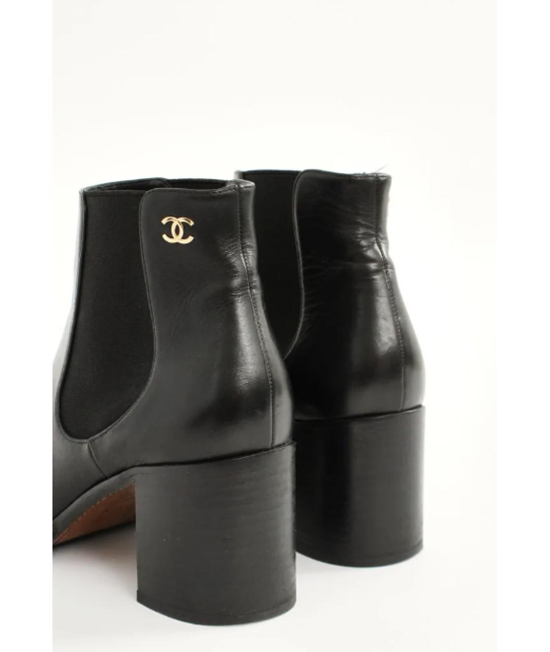 CHANEL Черные кожаные ботинки, фото 5