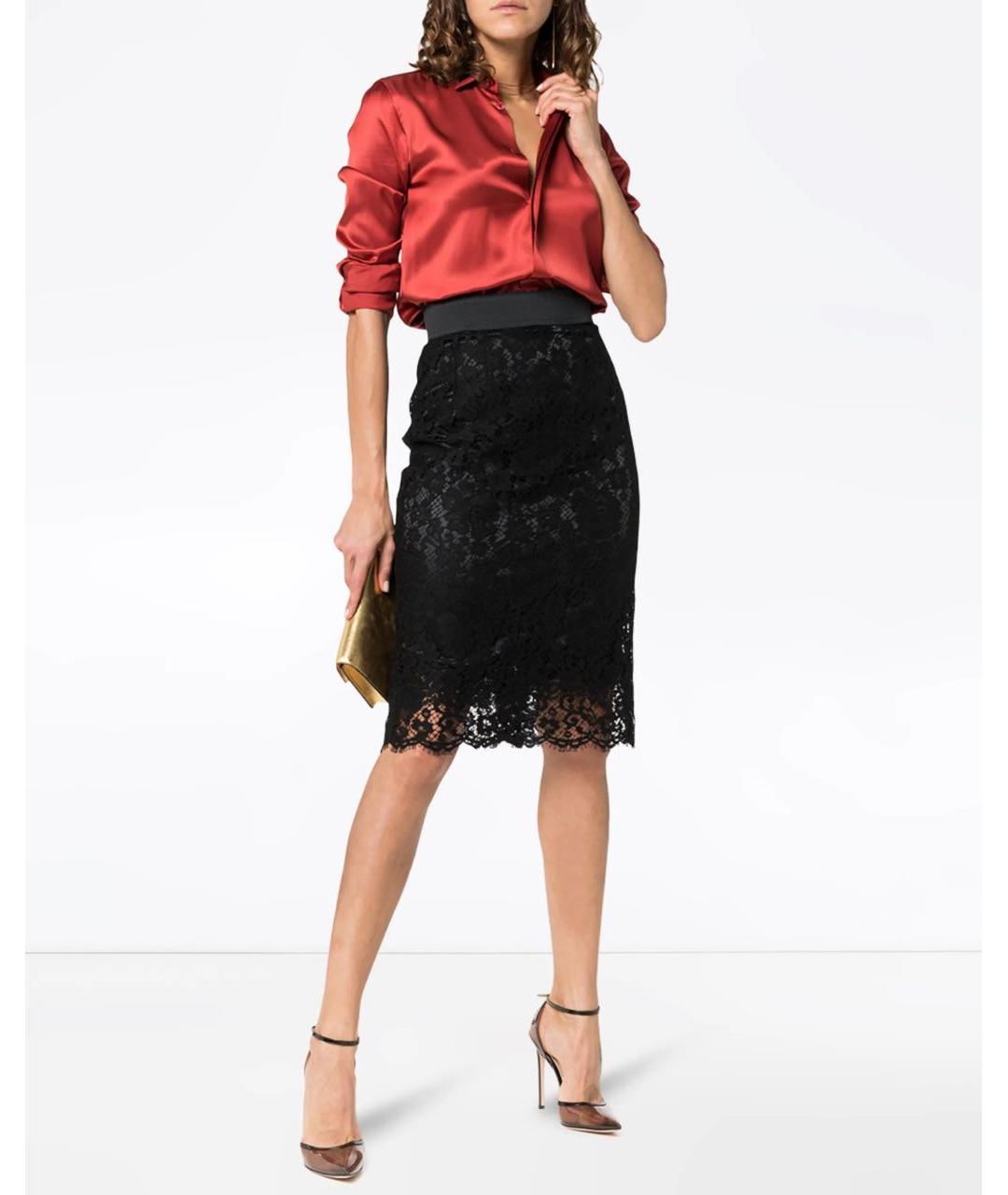 DOLCE&GABBANA Черная юбка миди, фото 2