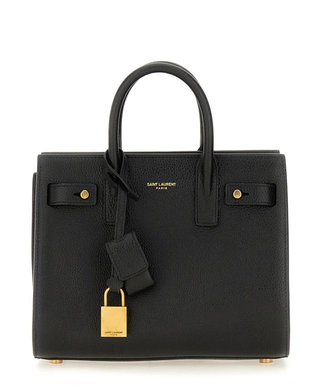 SAINT LAURENT Черная кожаная сумка тоут, фото 1