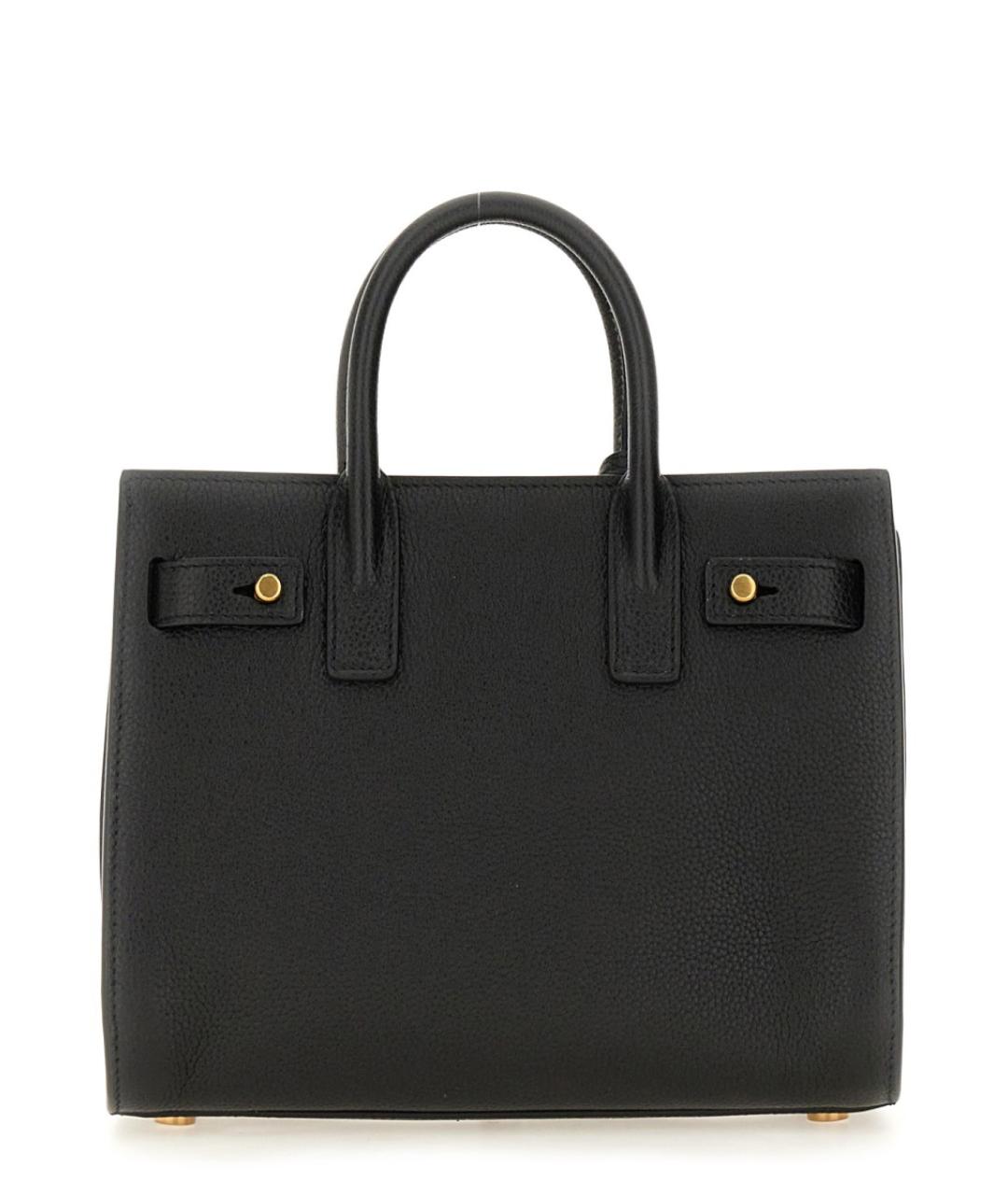 SAINT LAURENT Черная кожаная сумка тоут, фото 5