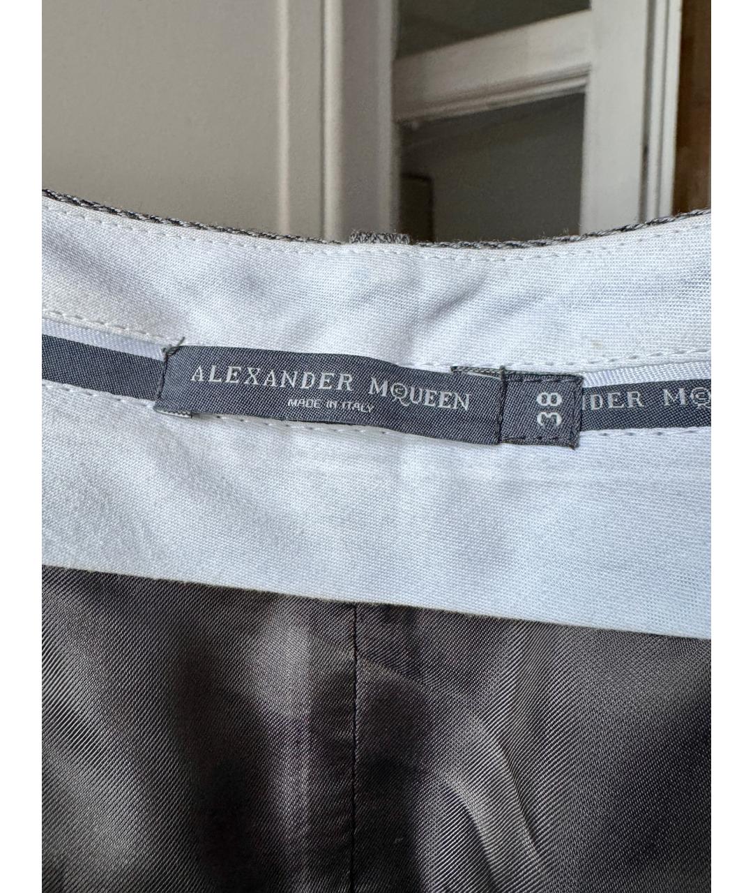 ALEXANDER MCQUEEN Серая шерстяная юбка макси, фото 5