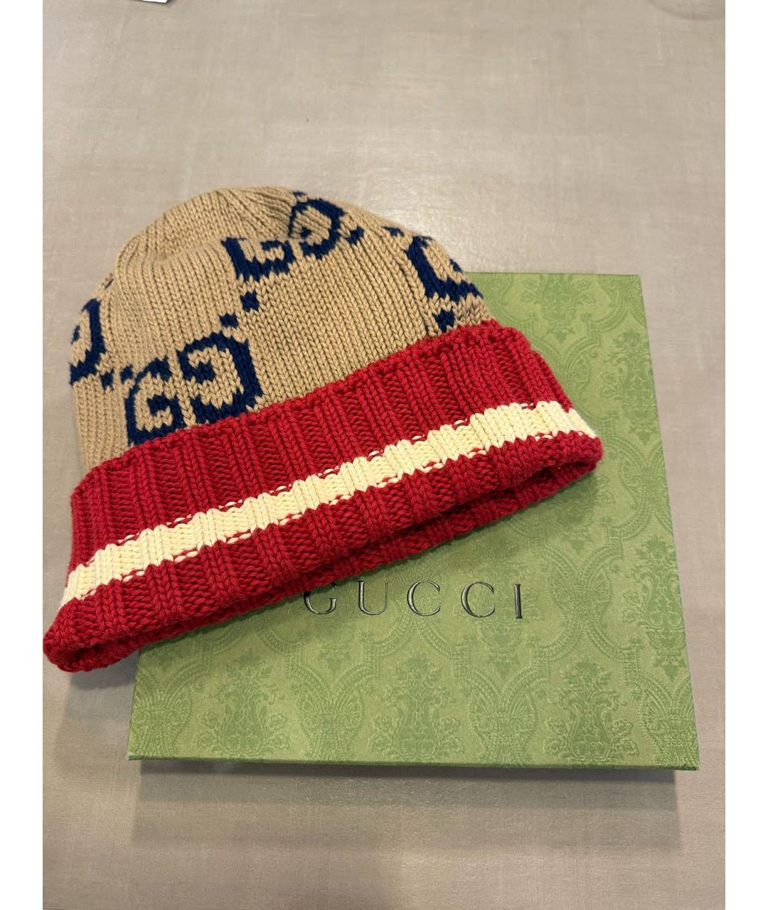 GUCCI Коричневая хлопковая шапка, фото 2
