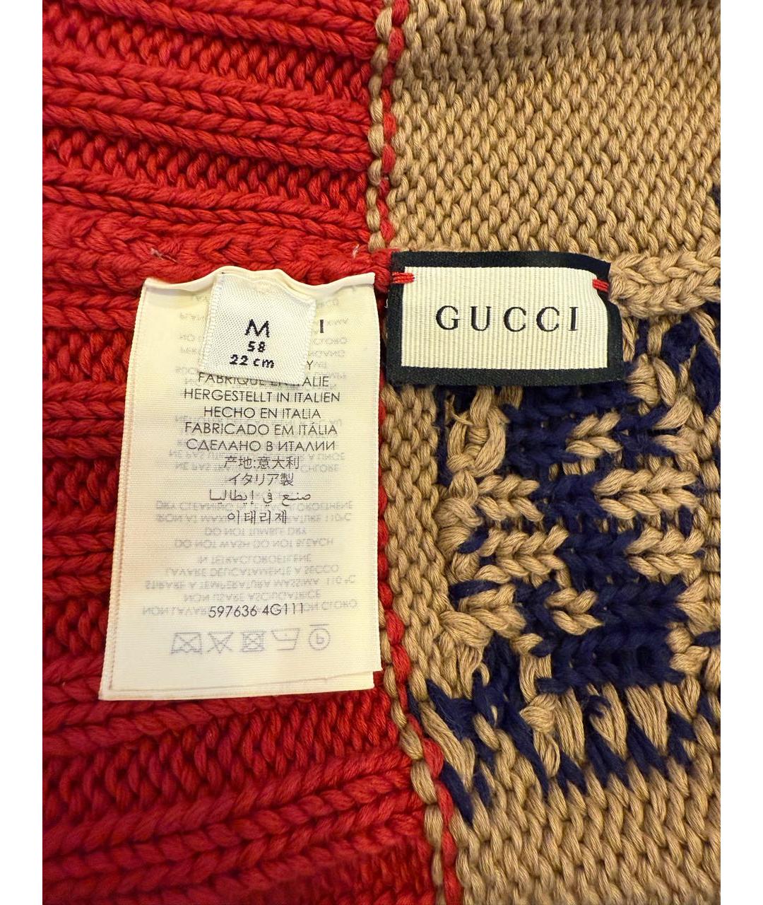 GUCCI Коричневая хлопковая шапка, фото 3