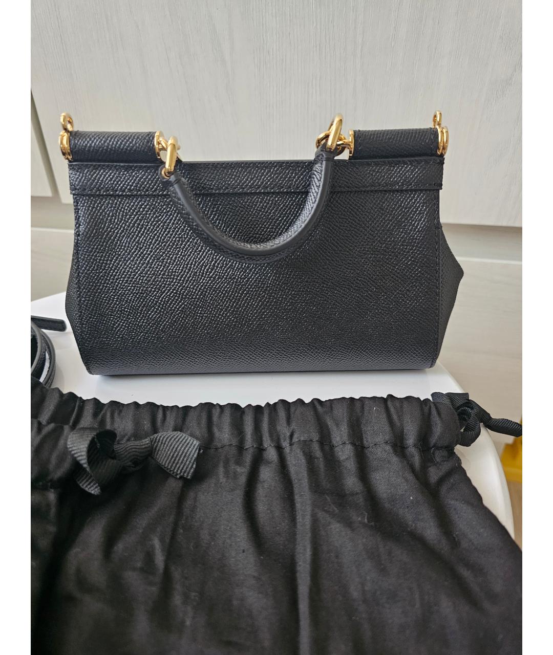 DOLCE&GABBANA Черная кожаная сумка через плечо, фото 2