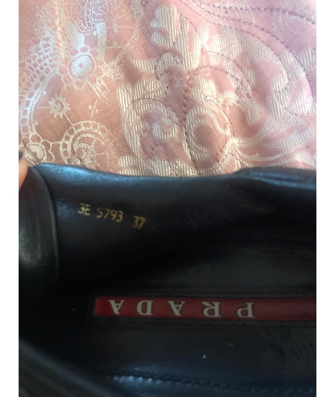 PRADA Черные кожаные кроссовки, фото 7