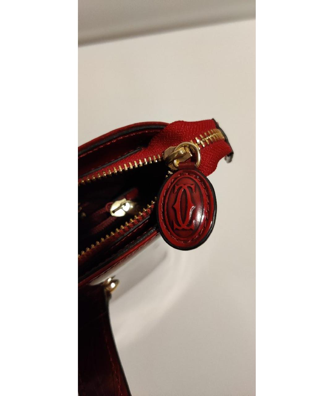 CARTIER Бордовая сумка тоут из лакированной кожи, фото 5