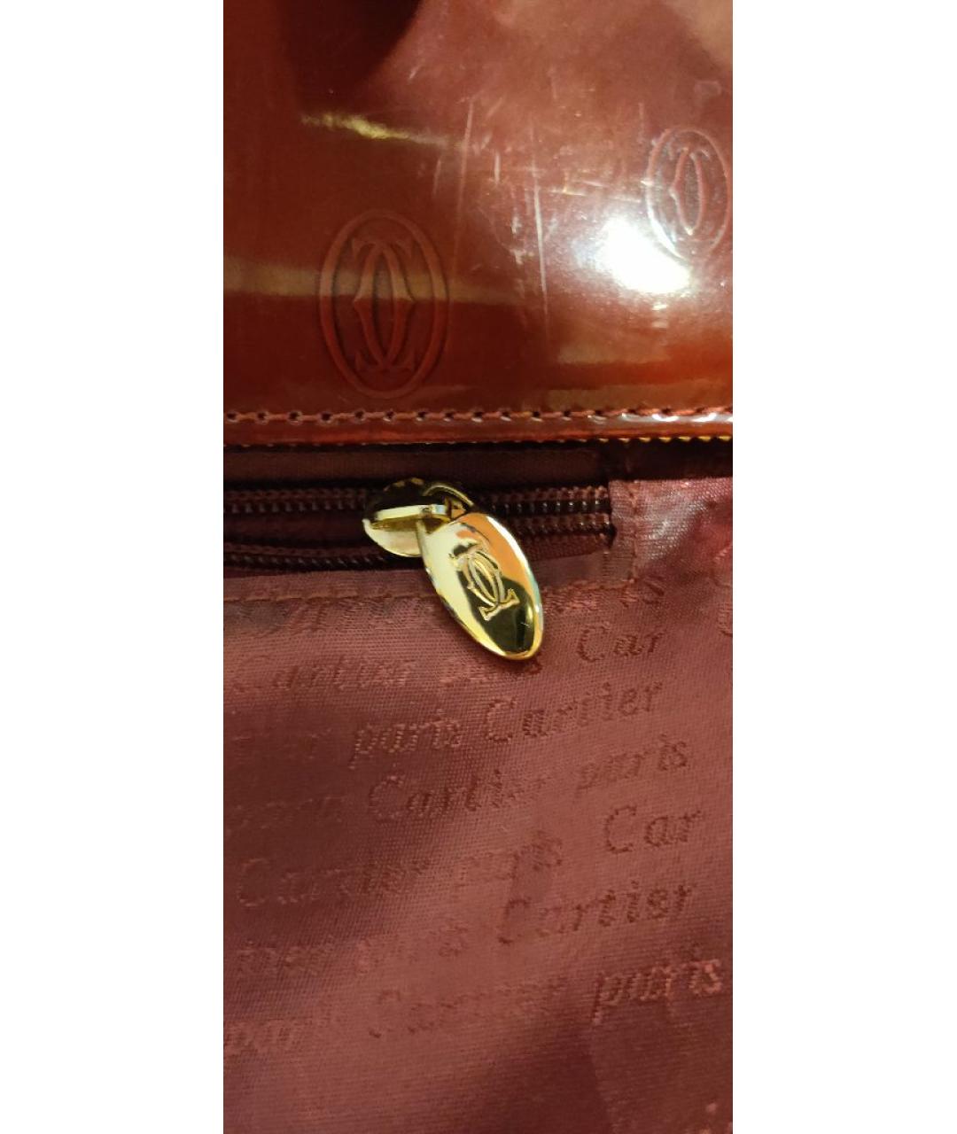 CARTIER Бордовая сумка тоут из лакированной кожи, фото 7