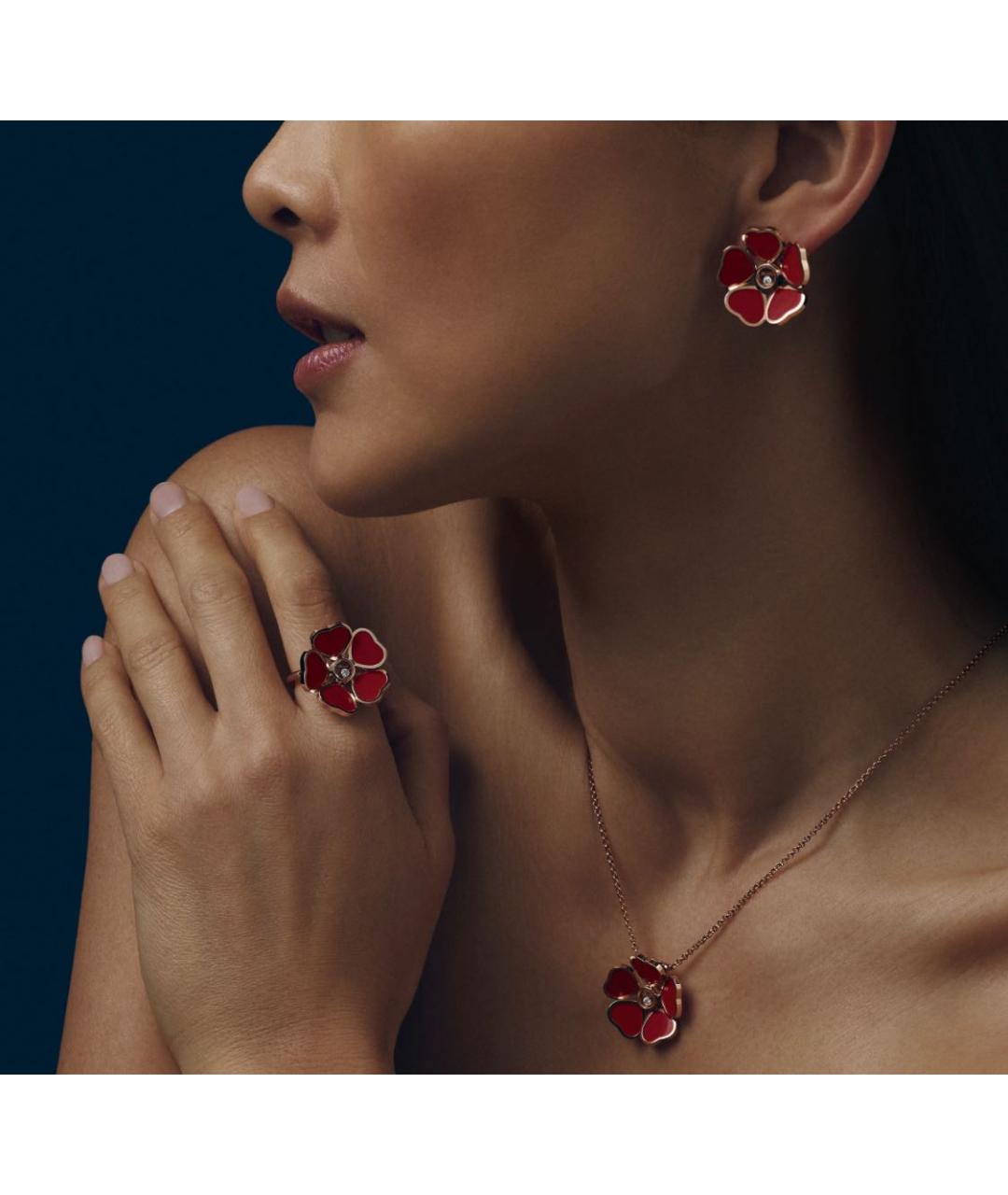 CHOPARD Бордовые серьги из розового золота, фото 5