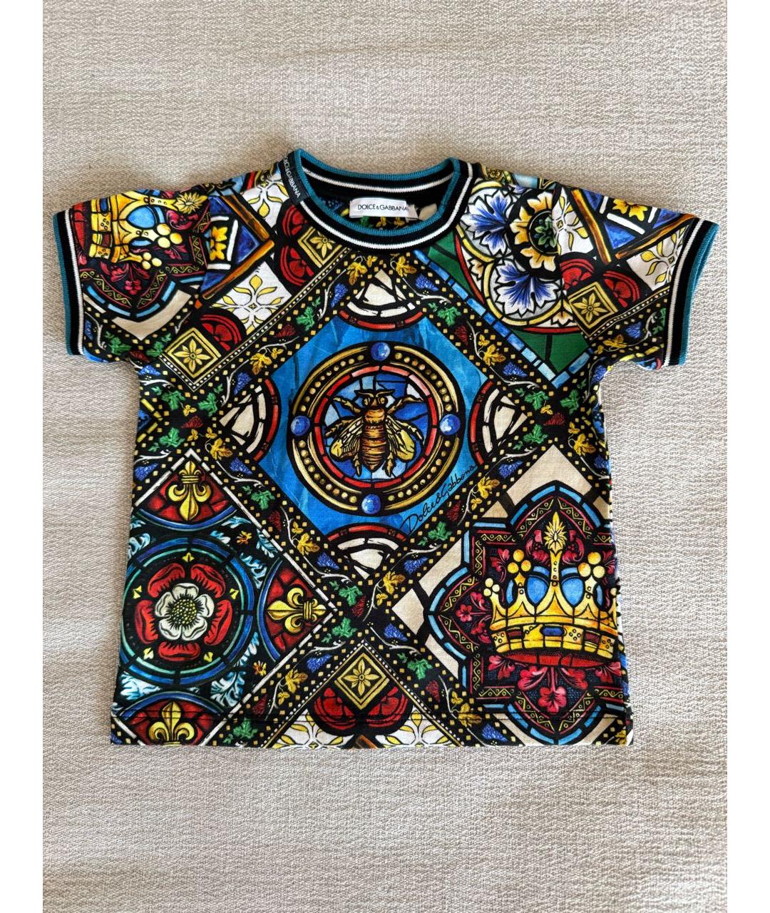 DOLCE & GABBANA KIDS Голубая хлопковая детская футболка, фото 4