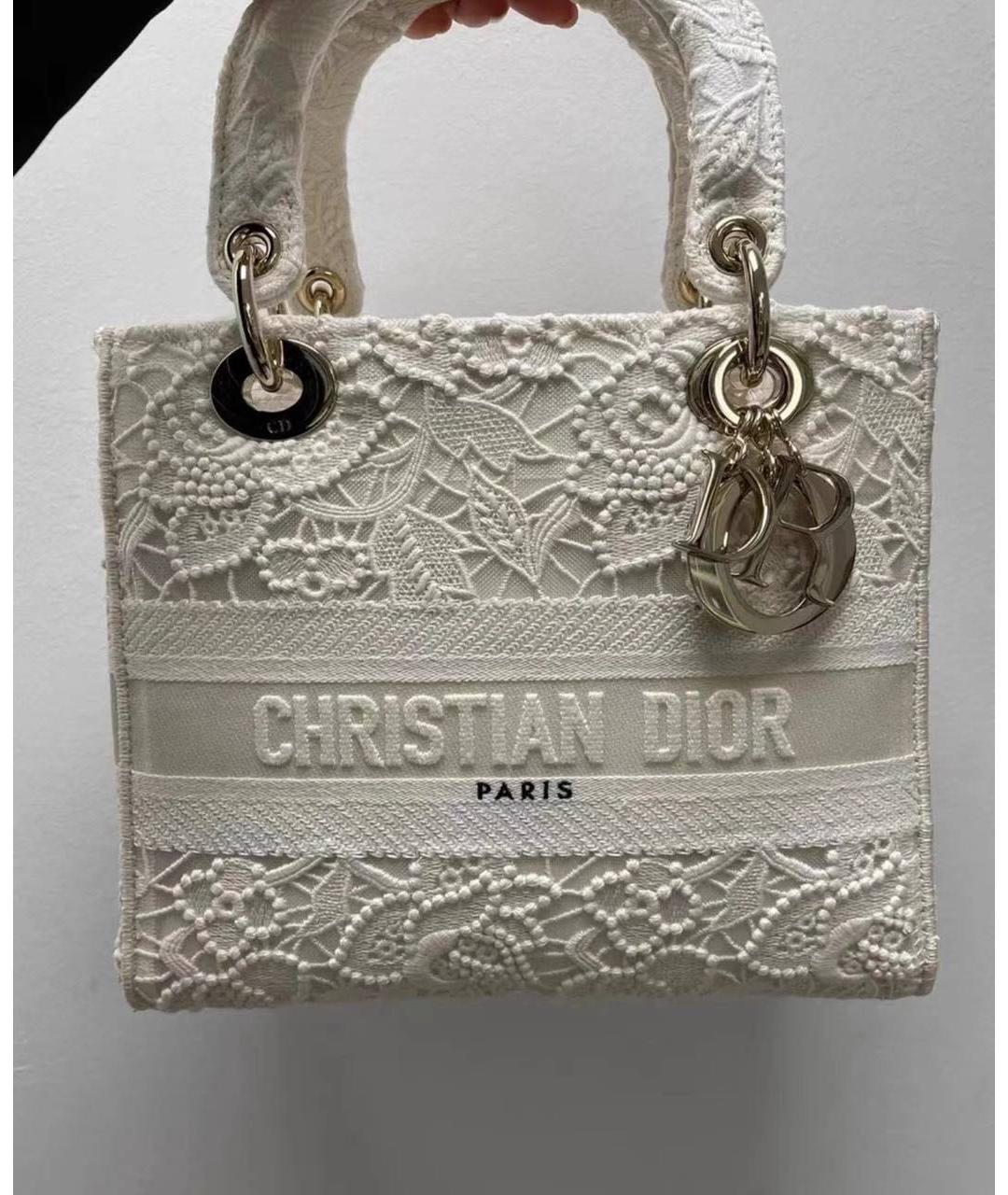 CHRISTIAN DIOR Белая тканевая сумка с короткими ручками, фото 6