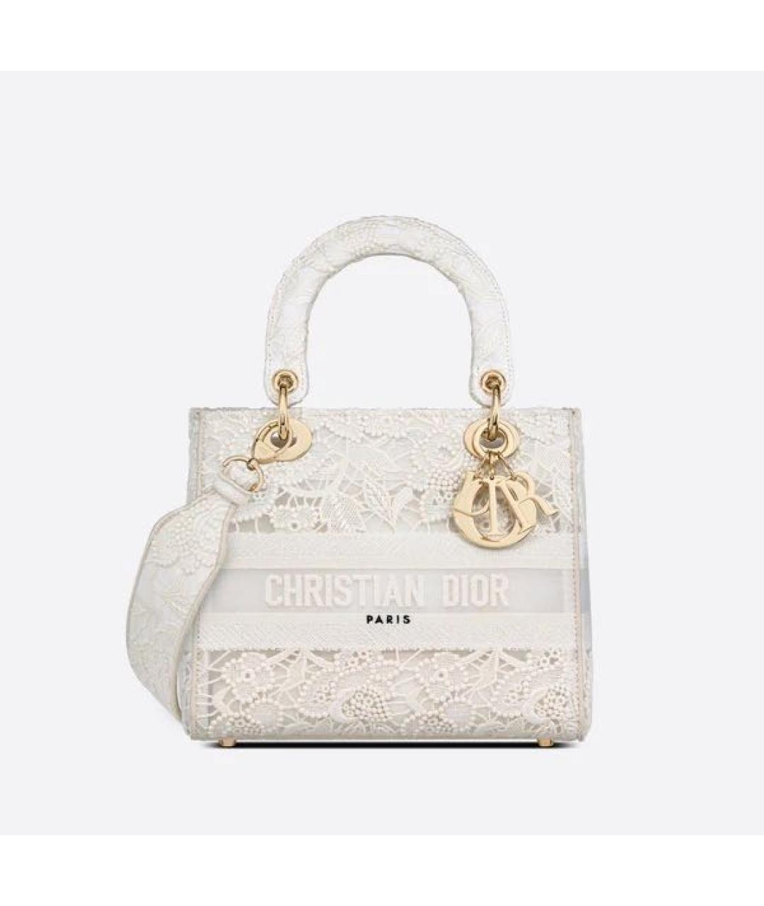 CHRISTIAN DIOR Белая тканевая сумка с короткими ручками, фото 7
