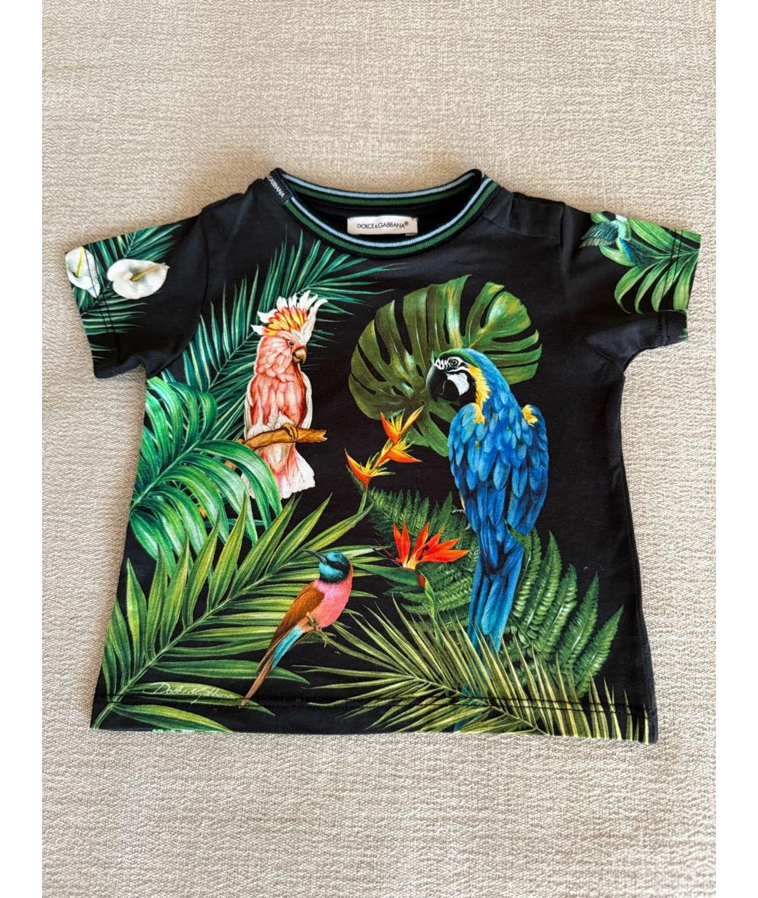 DOLCE & GABBANA KIDS Черная хлопковая детская футболка, фото 3