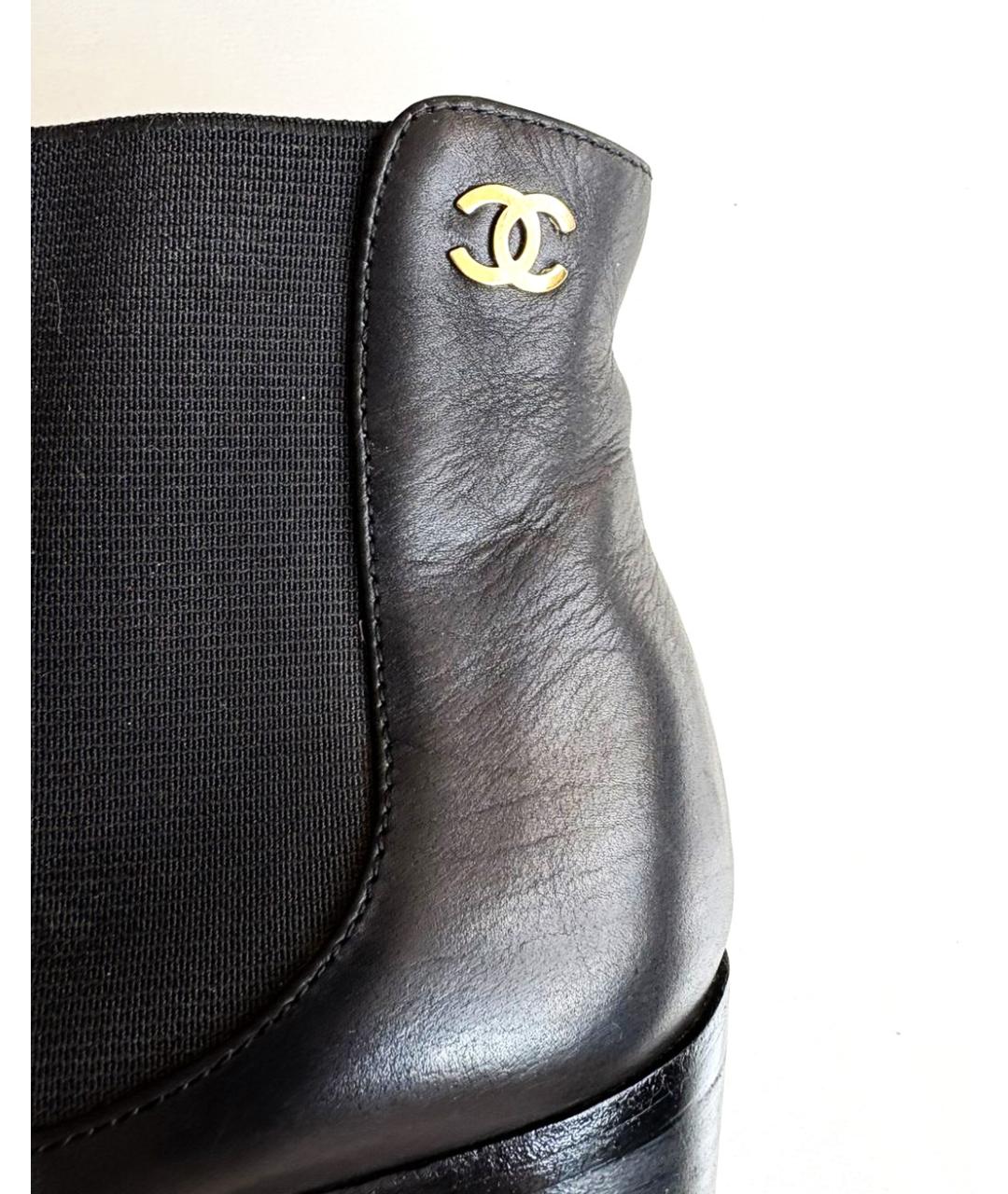 CHANEL Черные кожаные ботинки, фото 7