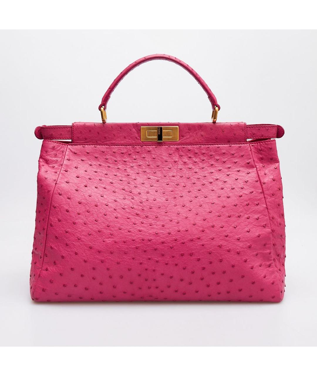 FENDI Розовая сумка с короткими ручками из экзотической кожи, фото 9