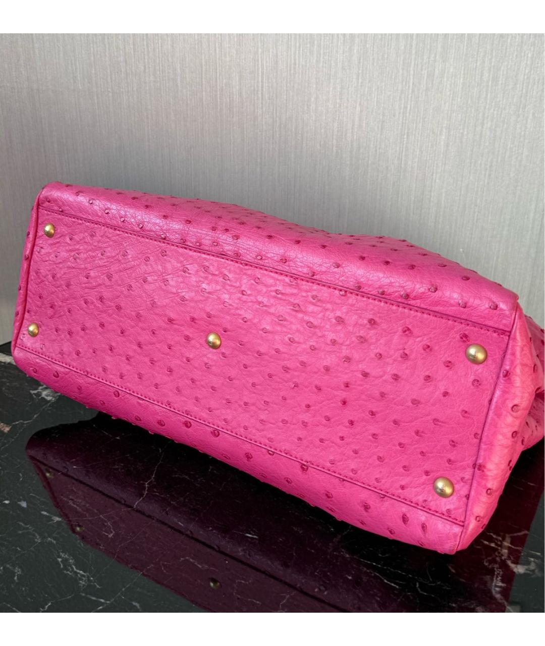 FENDI Розовая сумка с короткими ручками из экзотической кожи, фото 7